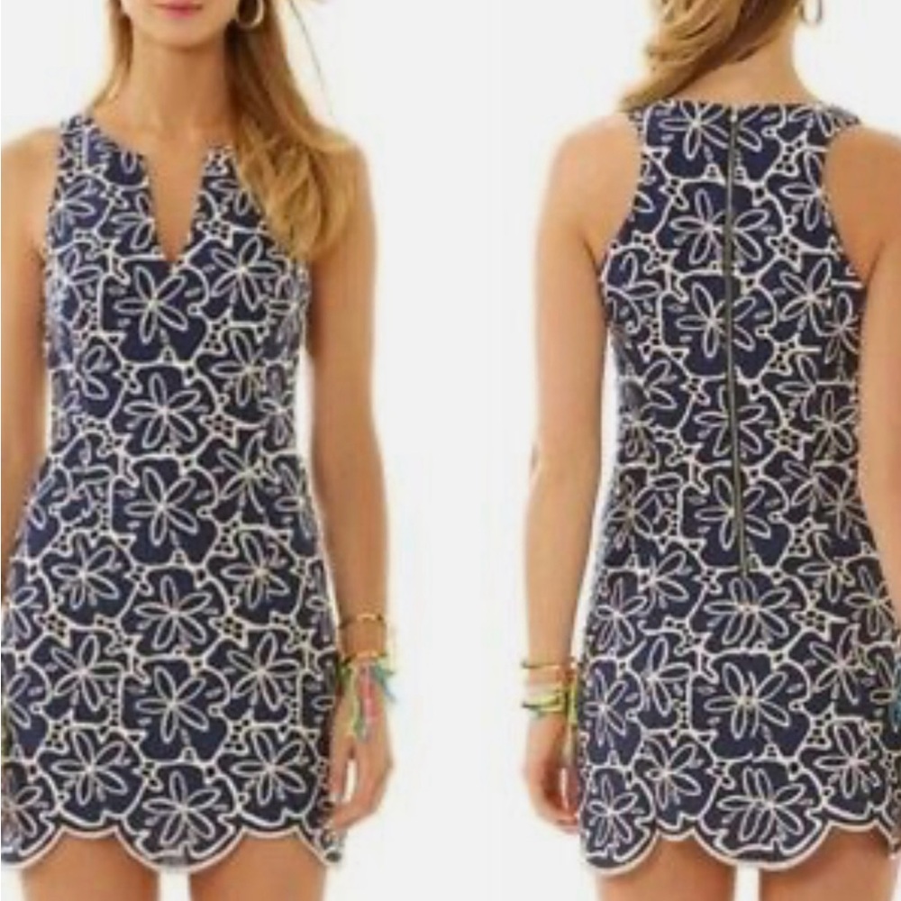 Lily Pulitzer Navy and Gold Sand Dollar patterned Dress